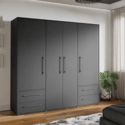 Szafa przesuwna na ubrania 200 cm  Kolor  Czarny